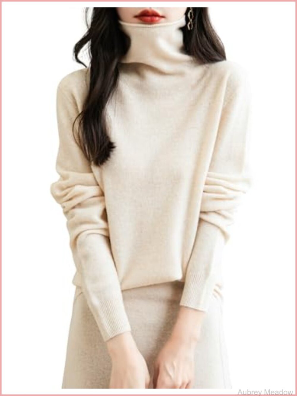 100% Merino Wool Seamless Sweater Turtleneck Long Sleeve Pullover